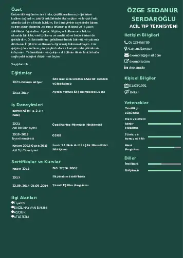 Acil Tıp Teknisyeni CV Örnekleri cv indir